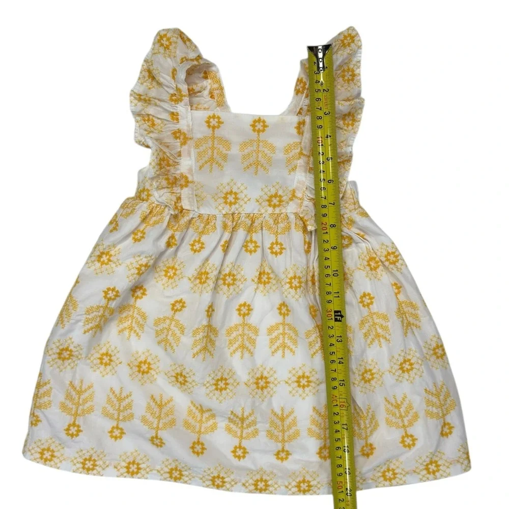 Bonnie Jean Embroidered Ruffle Easter Sun Dress Kids 3T White Yellow Boho Summer - Picture 8 of 11